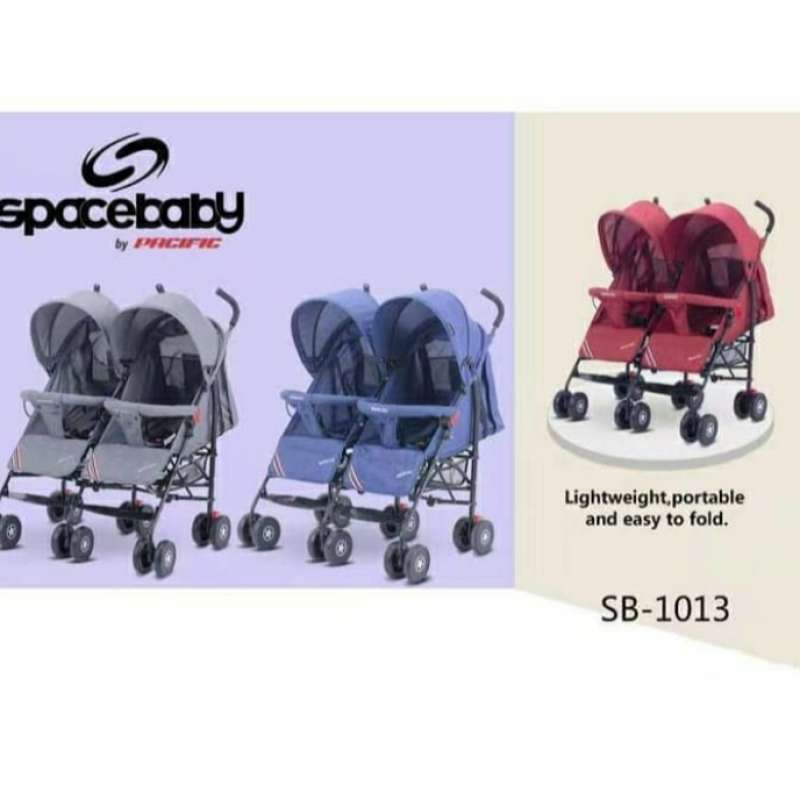Jual Stroller Spacebaby Twin SB 1013 Kembar Biru Biru di