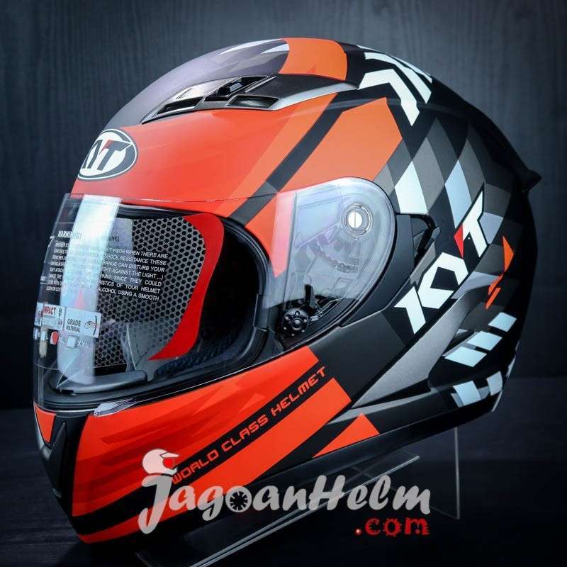 Jual Kyt Helm Falcon Fr Flow Black Matt Red Fluo Flat Visor