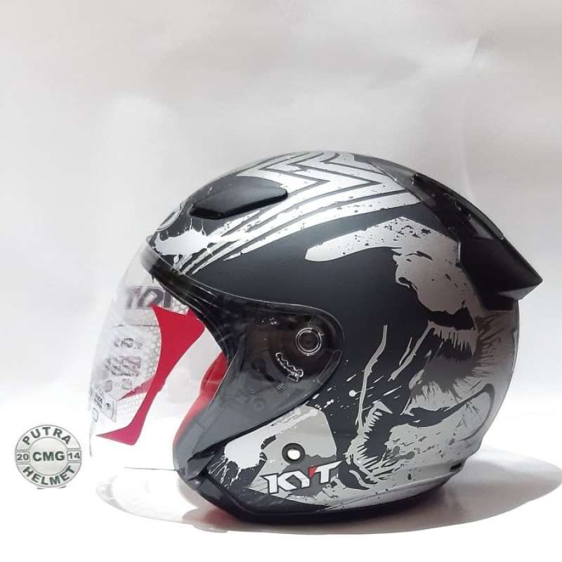 HELM KYT DJ MARU VENOM BLACK SILVER DOF 