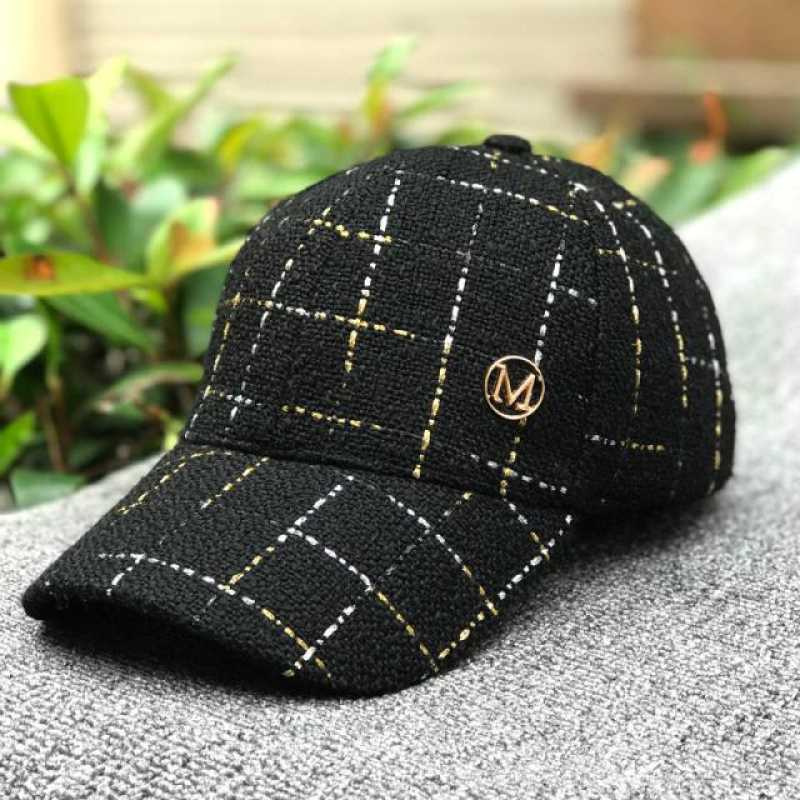 Jual Big Plaid baseball cap for female 