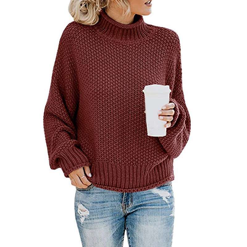 Promo Womens Turtleneck Batwing Sleeve 
