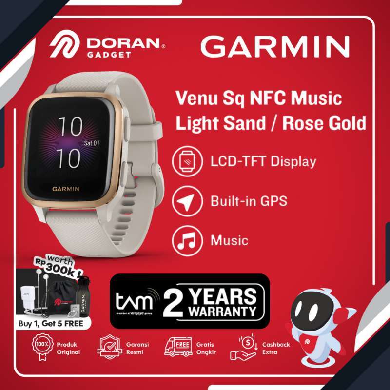 Jual Garmin Venu Sq Music Light Sand/Rose Gold Garansi Resmi TAM