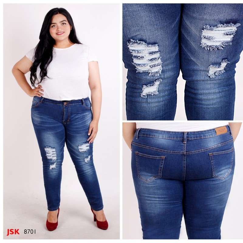 Ripped Skinny Jeans Sobek BIG SIZE 