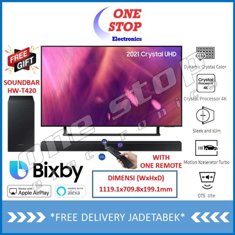 Jual [GARANSI RESMI] SAMSUNG 50AU9000 CRYSTAL 4K UHD SMART TV 50 Inch FREE  Soundbar HW-T420 di Seller OneStop Official Store - Kota Jakarta Utara, DKI  Jakarta | Blibli