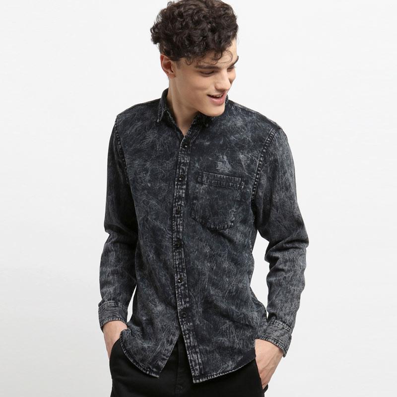 Jual MENTLI Kemeja Denim Pria - Acid 