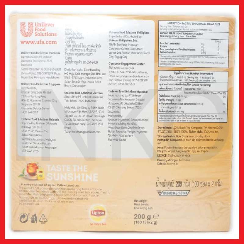 LIPTON YELLOW LABEL ENVELOPED 100X2GR
