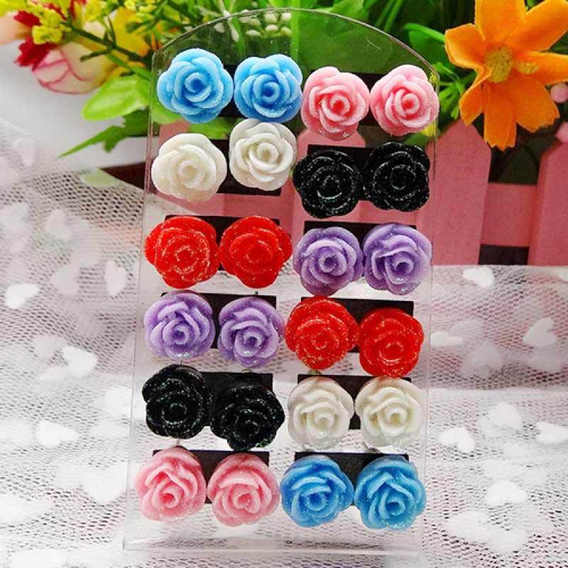 Jual Bluelans Women S Fashion Rose Flower Mixed Color Flower Earring Ear Stud 12 Pairs Murah Maret 2020 Blibli Com