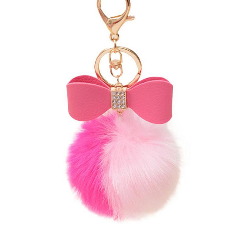 Stylish Rabbit Fur Ball PomPom Cell Phone Car Keychain Handbag Key Ring Pendant