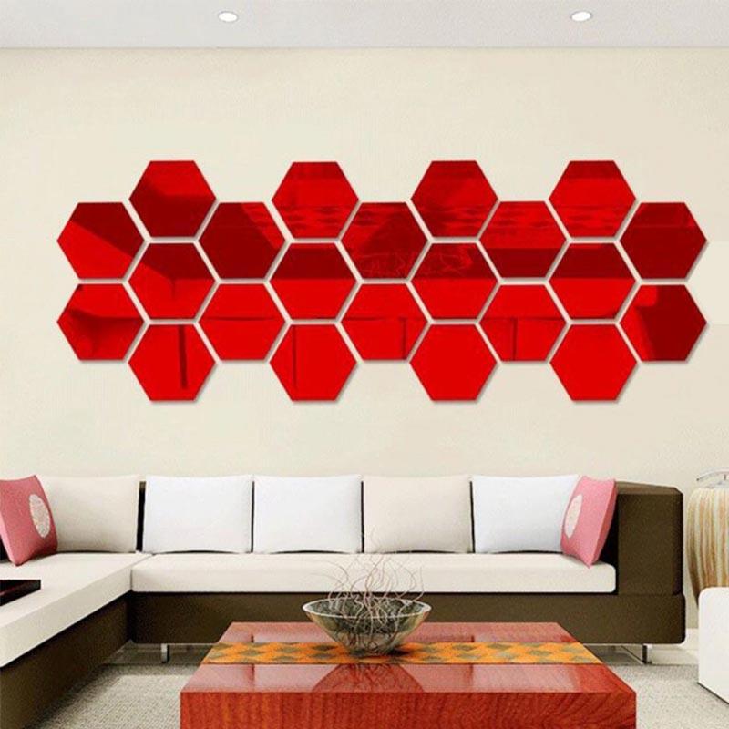 Bluelans Geometric Hexagon 3d Mirror Effect Wall Stickers Diy Home Decorations Size L 12 Pcs