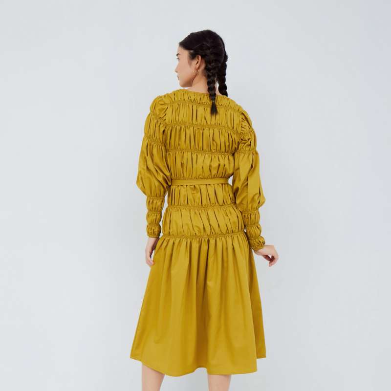 Jual NONA Tinker Dress Olive Gold 
