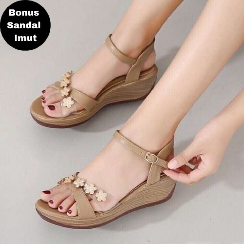 SEPATU WEDGES BUNGA AF13 CASUAL FORMAL WANITA CEWEK PEREMPUAN KEKINIAN TERBARU CASUAL SANTAI