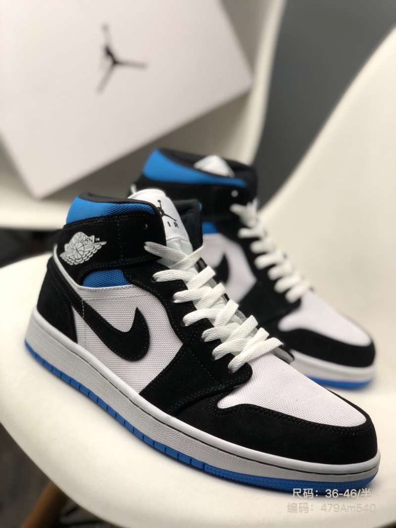 jordan aj 1 mid blue and white