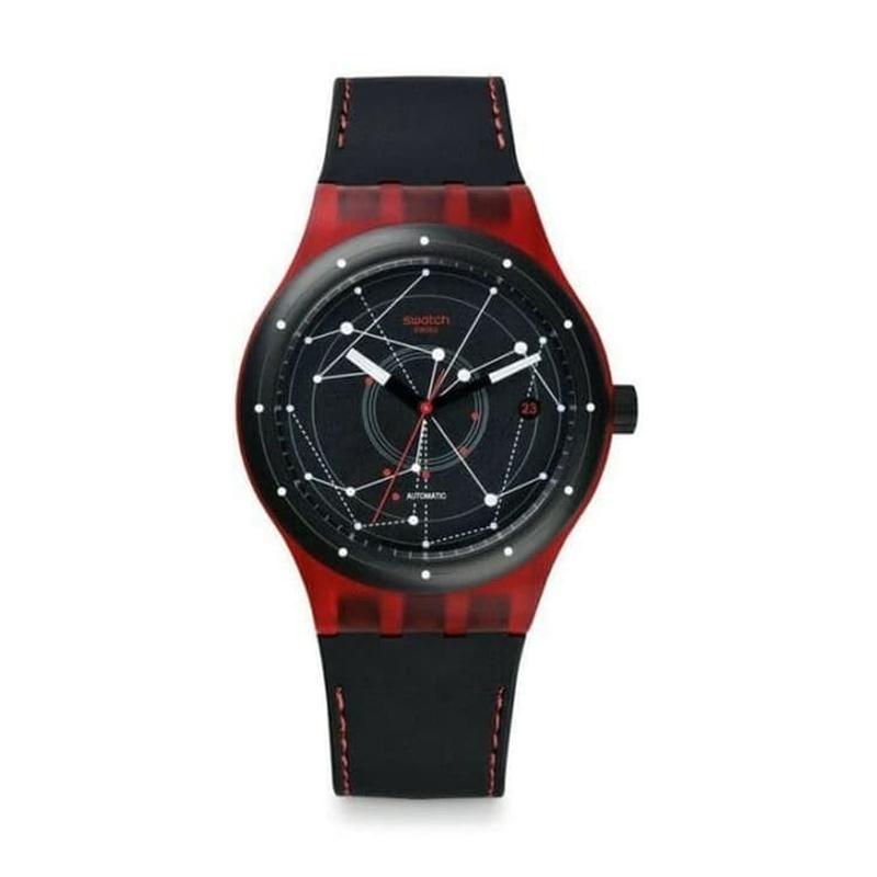 Swatch sistem Jam Tangan Pria Hitam Merah SUTR400