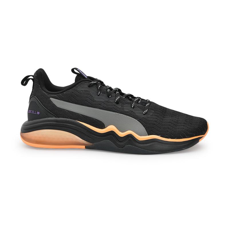 puma black and orange trainers