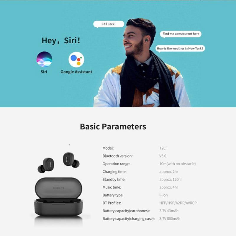 qcy t2c t1s tws bt5 0 wireless earphones with dual mircophone 3d bluetooth stereo headsets