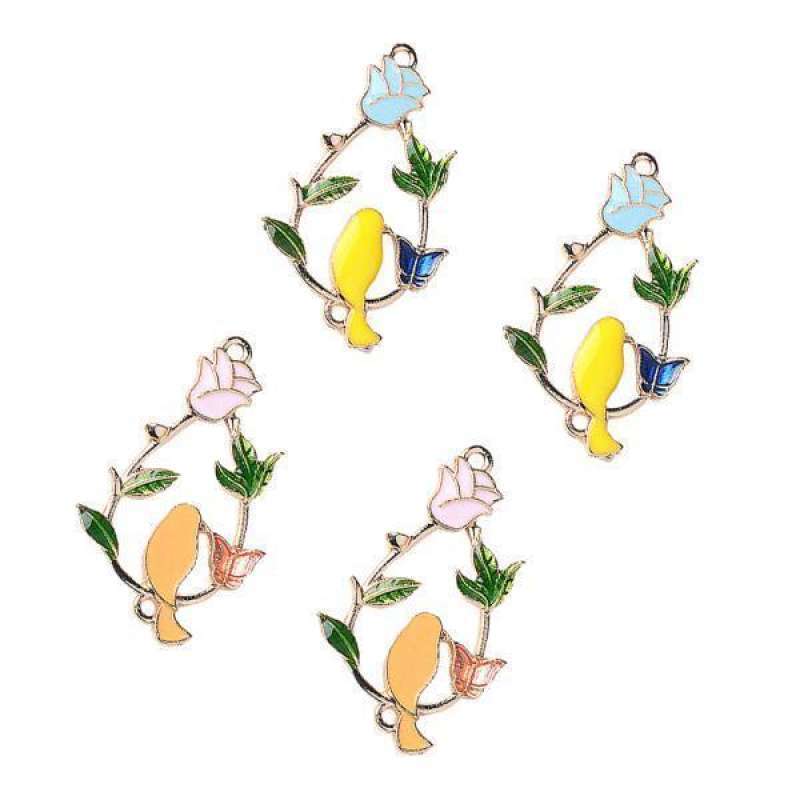 Promo 4x4 Pieces Alloy Enamel Flower 