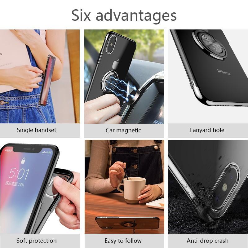 Jual Iit Transparent Silicone Phone Case For Iphone X Xs Xr Xs Max 8 7 6 6s Plus Plating Back Cover Case Magnetic Car Bracket Ring Holder Online September 2020 Blibli Com