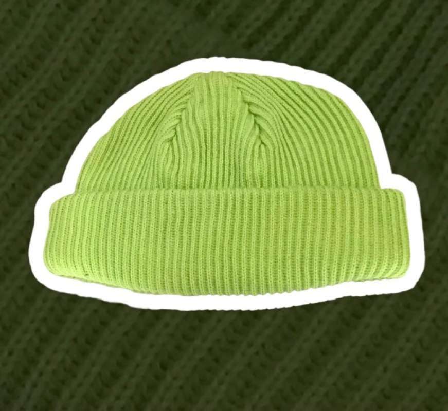 Jual short beanie hat hijau olive muda 