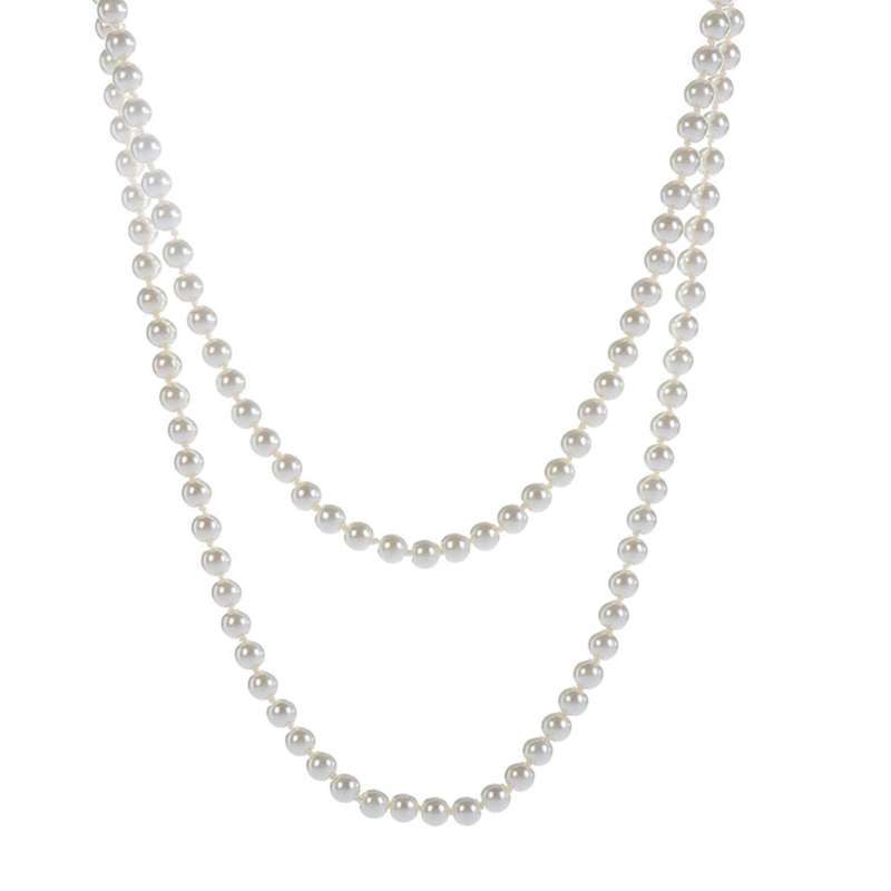 Faux Pearl Necklace Beige Beads 