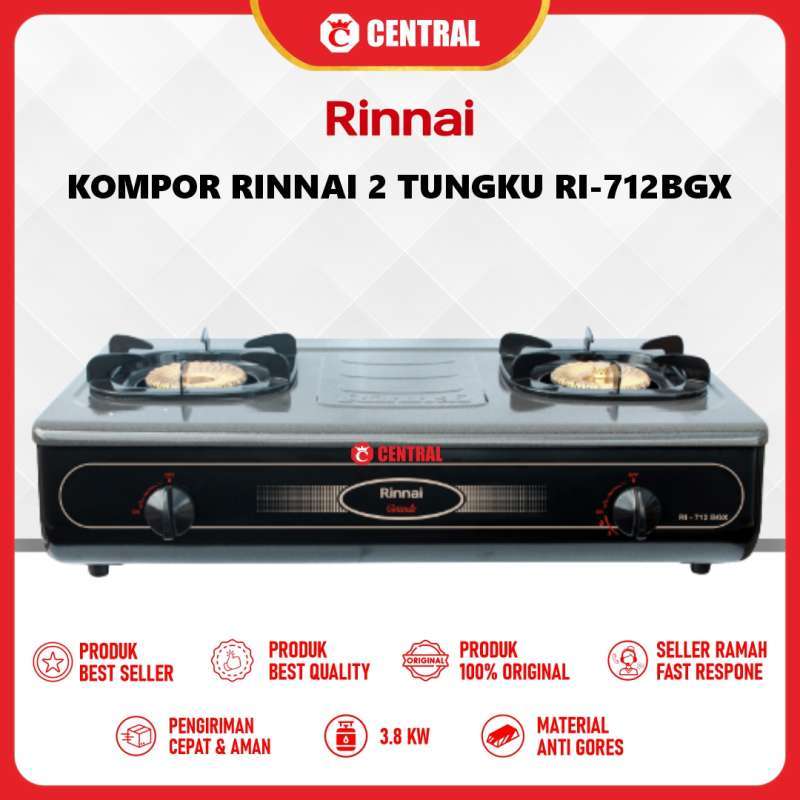 Jual KOMPOR GAS RINNAI 2TUNGKU RI 712 BGX / RI-712BGX / RI712BGX di Seller  Central Bandung - Ngantru, Kab. Trenggalek | Blibli
