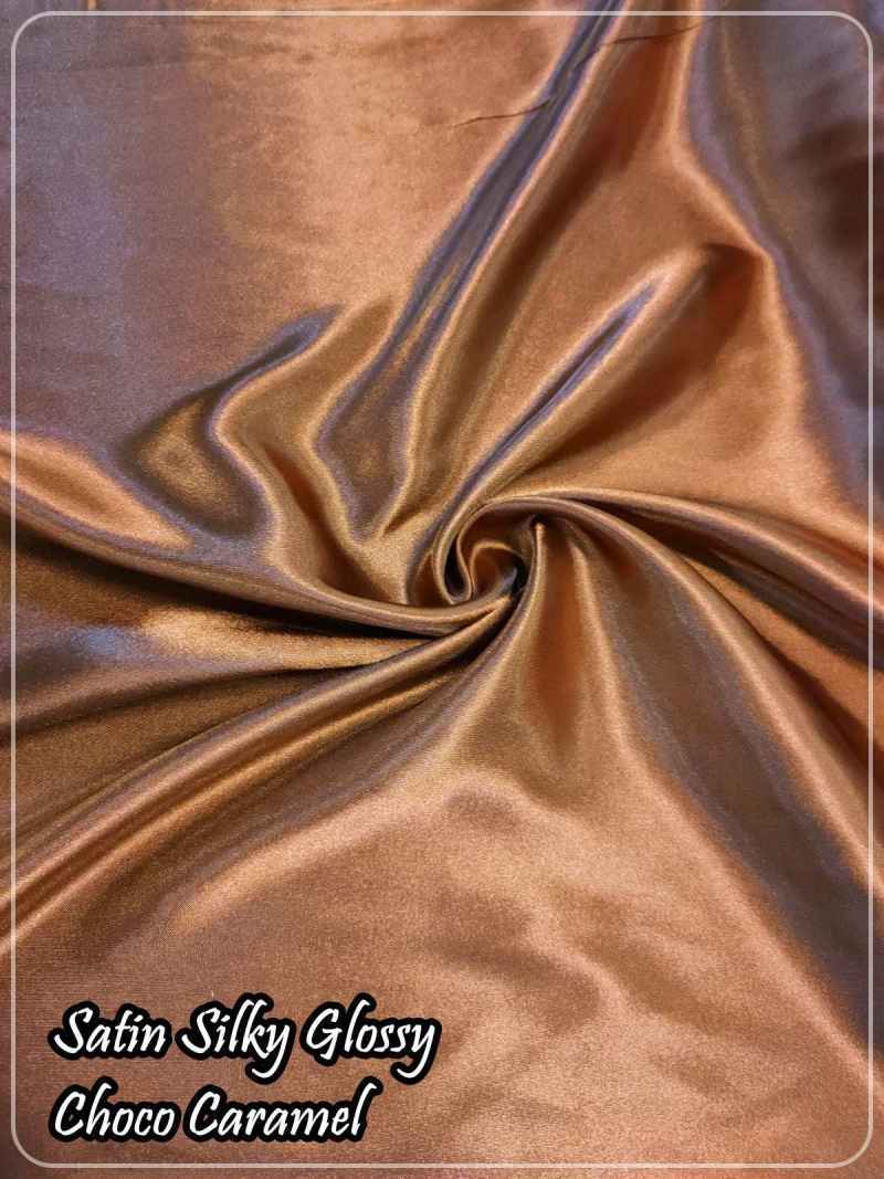 Jual Kain Satin Silk Silky Glossy Choco Caramel Mocca Lebar 150 cm
