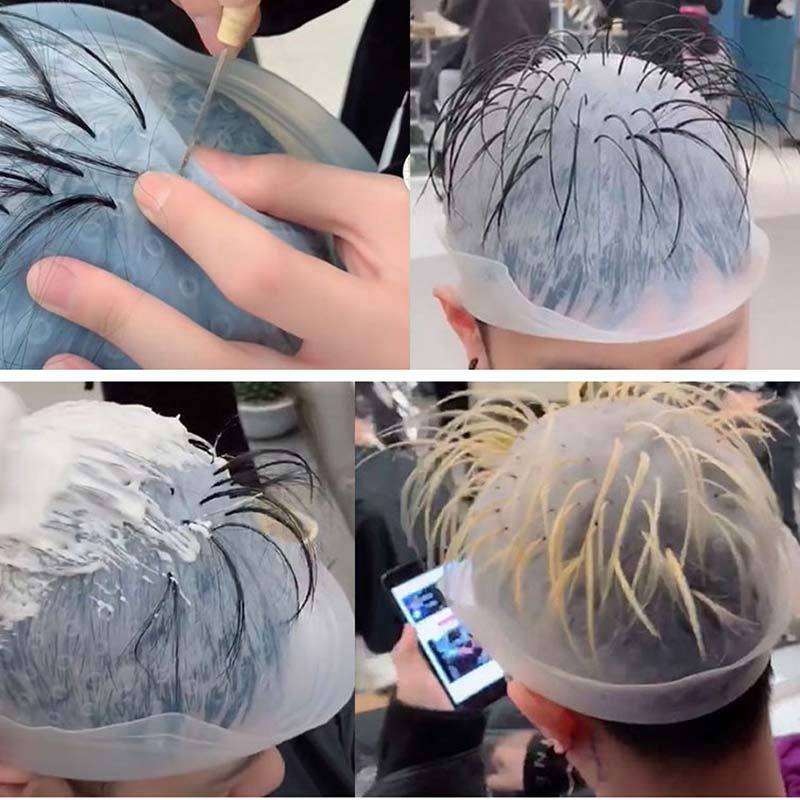 Jual Eds Reusable Hair Dye Cap Highlight Hair Coloring Silicone Cap With Hook Needle For Professional Tripping And Frosting Hair Cap White Online Agustus 2020 Blibli Com