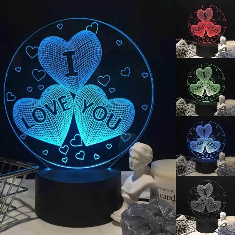 Jual Romantic 3d Illusion I Love You Heart Bedside Lamp Led Night Light Table Decor Online Oktober 2020 Blibli Com