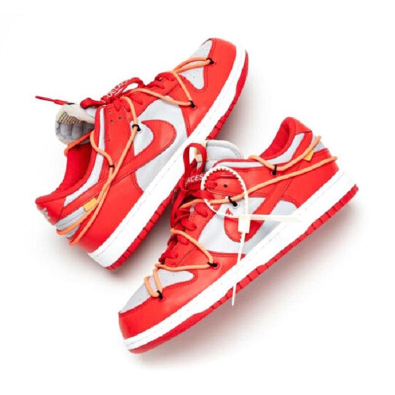 red sb dunks off white