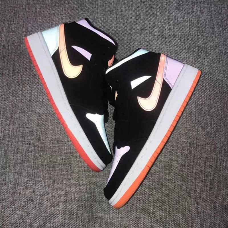 Air jordan 1 deals mid black multicolor reflective
