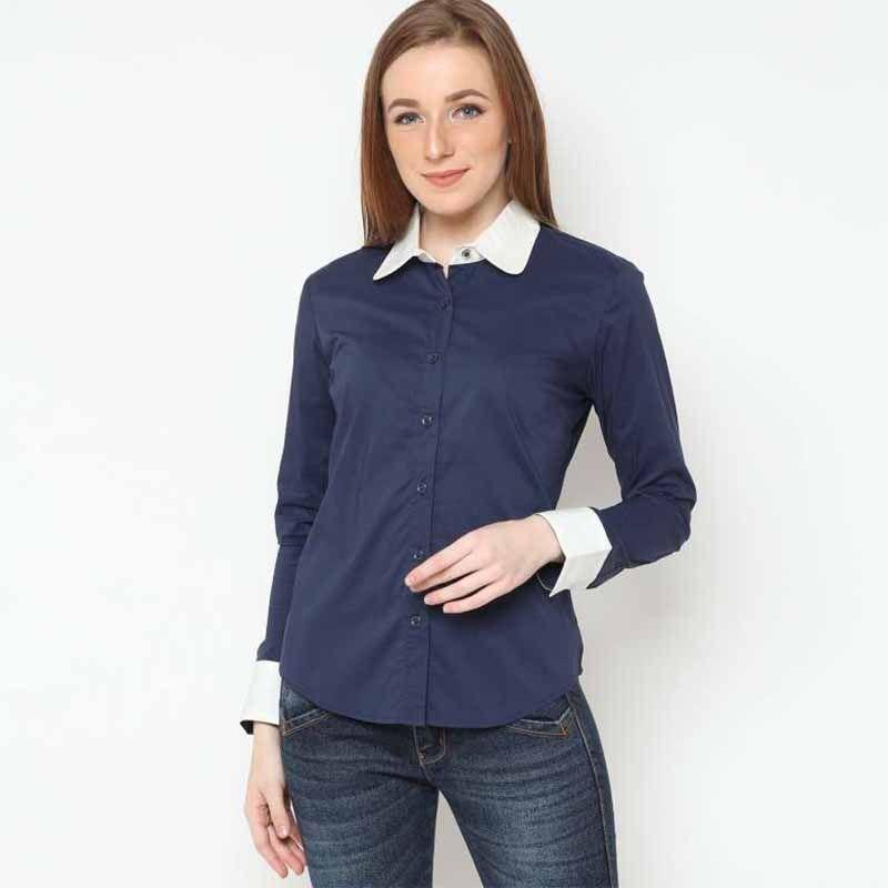 Jual Mobile Power L8306h Combination Color Ladies Basic Shirt Kemeja Wanita Online November 2020 Blibli Com