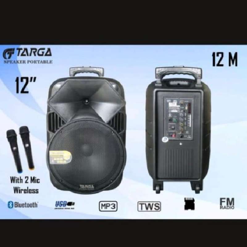 Speaker Portable Multimedia TARGA 12M Bluetooth Karaoke Microphone