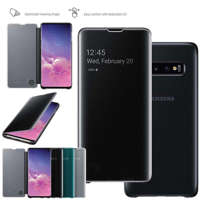 flip clear view standing cover case samsung galaxy s10 s10 plus original 100
