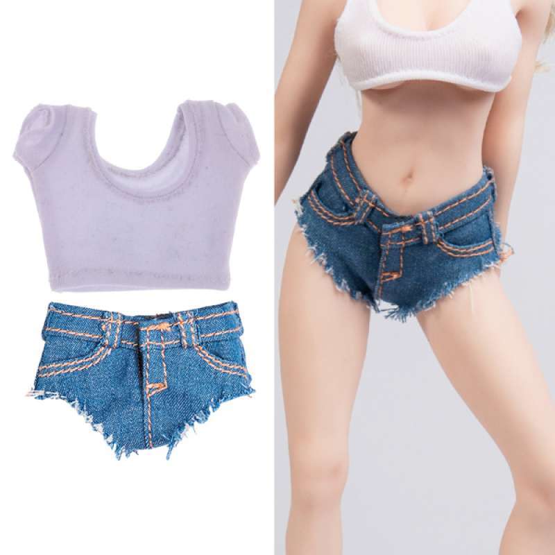 Jual 1 6 Female Hot Girl Short Jeans Crop Top T Shirt For 12 Inch Action Figure Online November 2020 Blibli