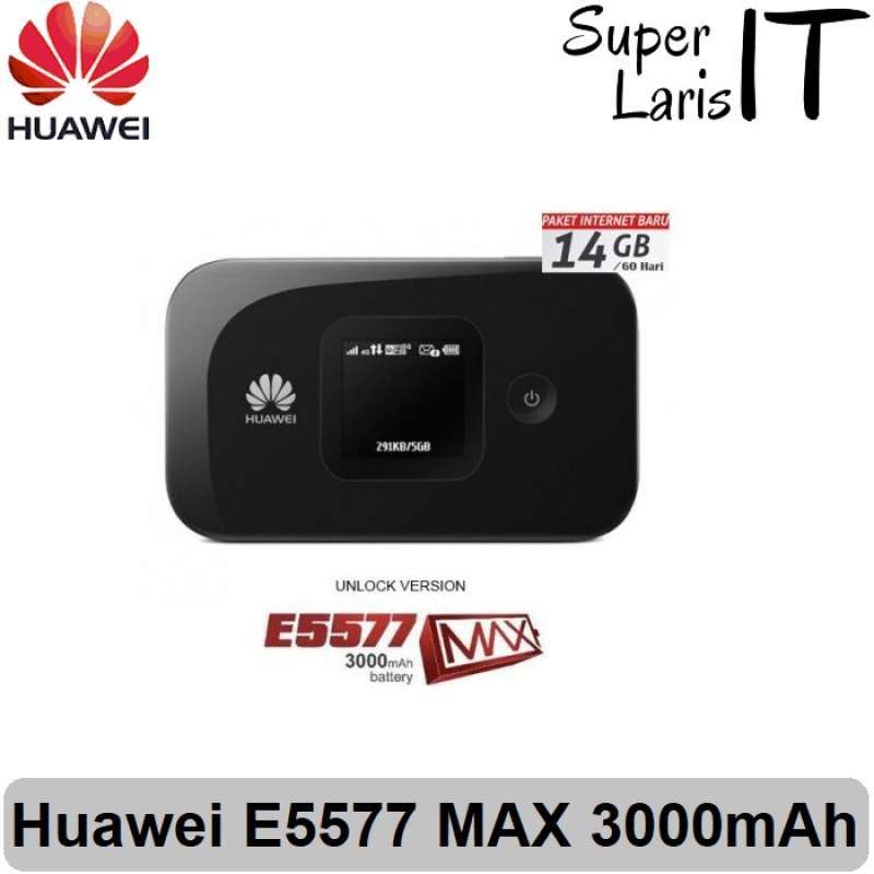 mifi modem wifi 4g huawei e5577 max 3000mah free tsel 14gb