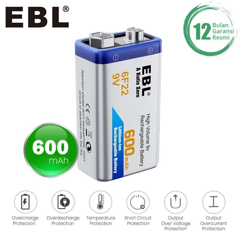 Jual Ebl 9V Rechargeable Li-Ion Battery 600 Mah High Capacity Long Life -  Silver Di Seller Powerextra Indonesia Official Store - Kota Jakarta Utara,  Dki Jakarta | Blibli Jual Ebl 9V Rechargeable Li-Ion Battery 600 Mah High Capacity Long Life -  Silver Di Seller Powerextra Indonesia Official Store - Kota Jakarta Utara,  Dki Jakarta | Blibli
