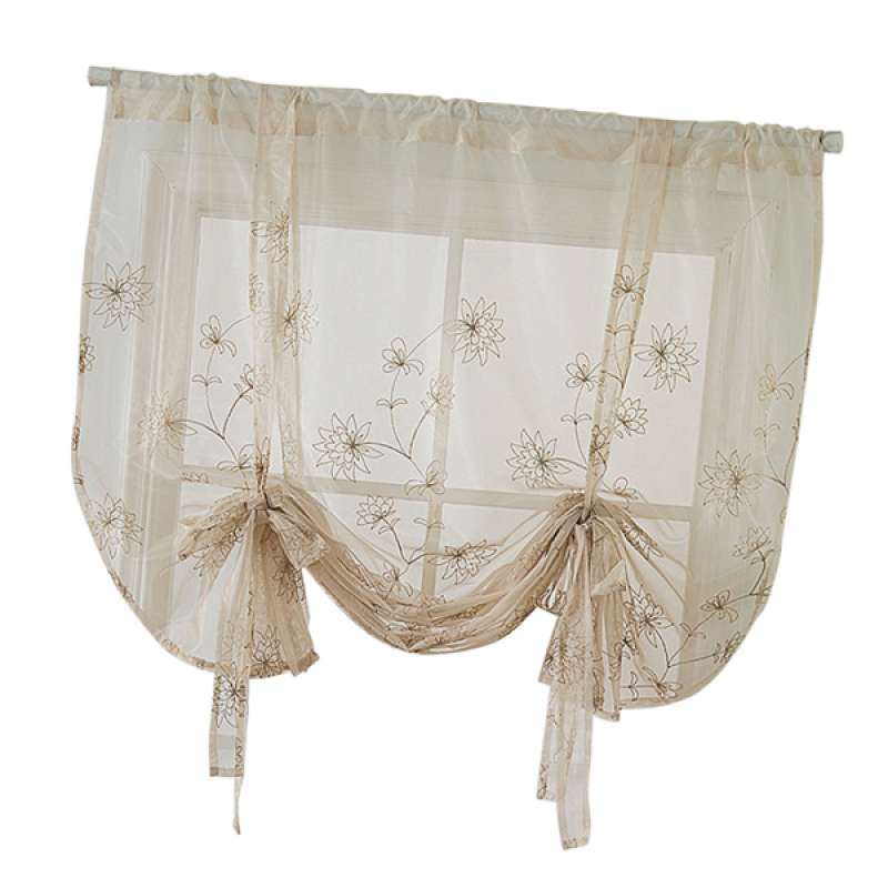 Jual Kitchen Cafe Window Embroidered Tie Up Shades Blind Curtains W46xl63inch Online November 2020 Blibli Com