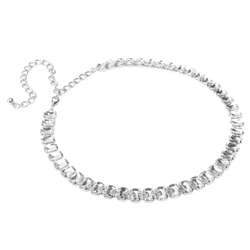 Promo Ladies Diamante Chain Belt Silver 