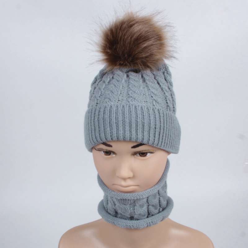 Promo Kids Winter Hat Pom Beanie Knit 