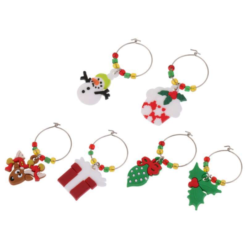 Jual Oem Set Of Christmas Wine Glass Charms Marker Rings Christmas Table Decoration Online November 2020 Blibli
