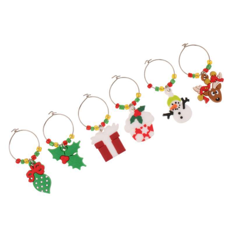 Jual Oem Set Of Christmas Wine Glass Charms Marker Rings Christmas Table Decoration Online November 2020 Blibli