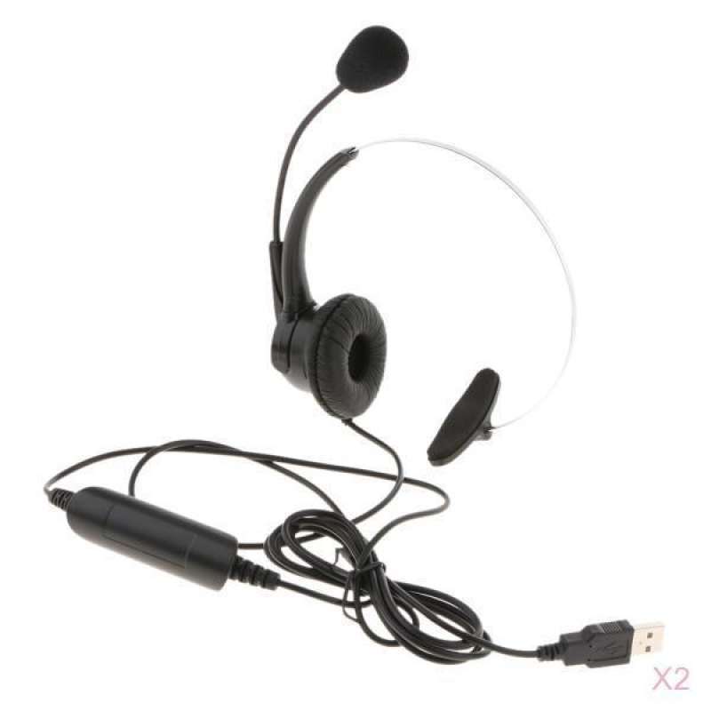 2 pieces call center monaural usb headset headphones with mic for computer