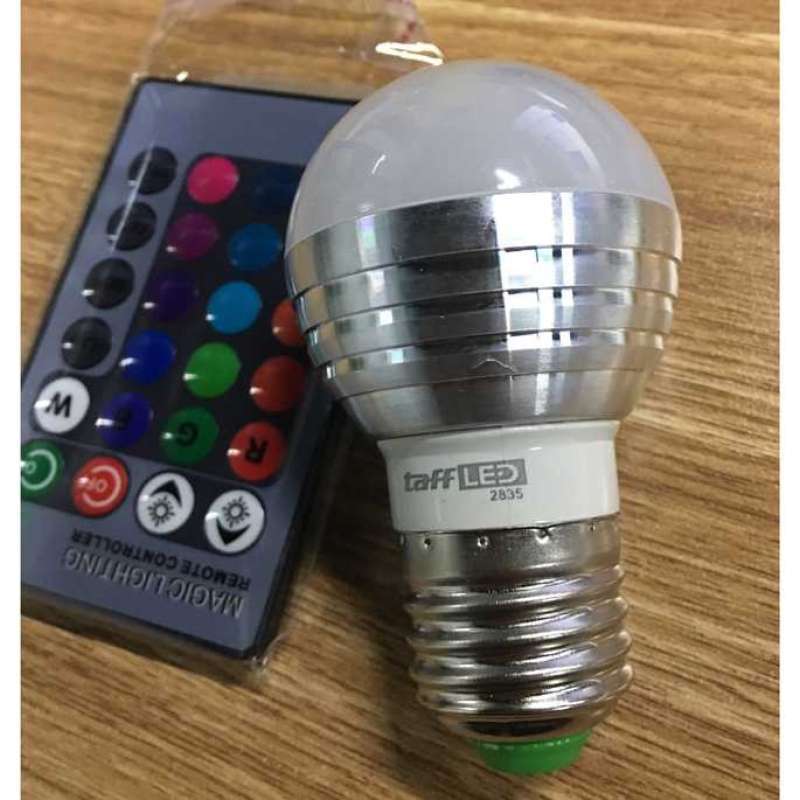 lampu bohlam led rgb 3w 16 colors e27 remote control