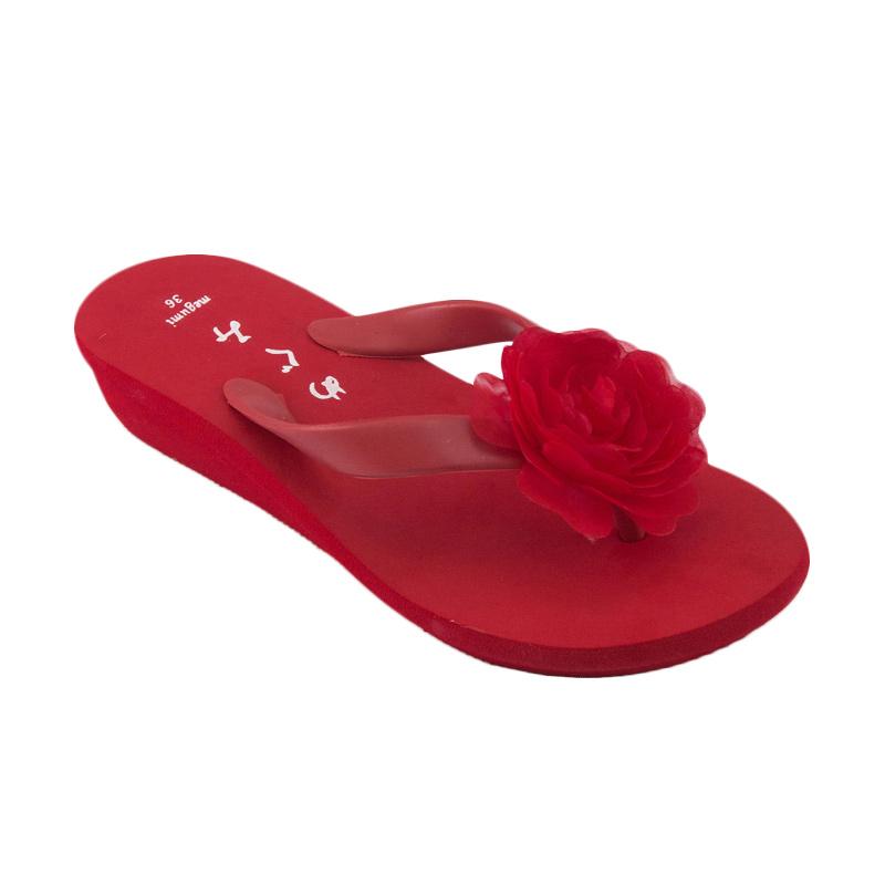 Megumi Rose Sandal Flats Wanita - Red