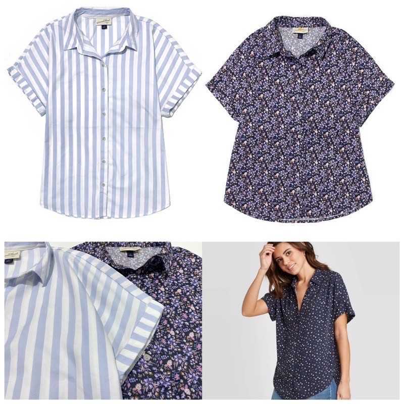 Jual Baju Kemeja Lengan Pendek Wanita Salur Dan Floral Universal Thread Online Februari 2021 Blibli
