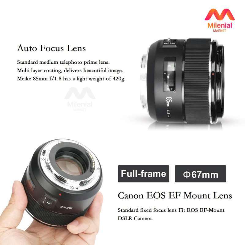 lensa meike 85mm f1 8 full frame auto focus portrait prime lensa