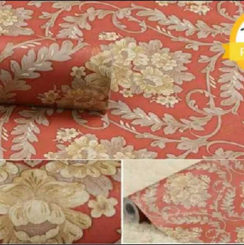 Jual Wallpaper Dinding Mrah Motif Batik Bunga Merah Bata 10 M X 45 Cm Online April 2021 Blibli