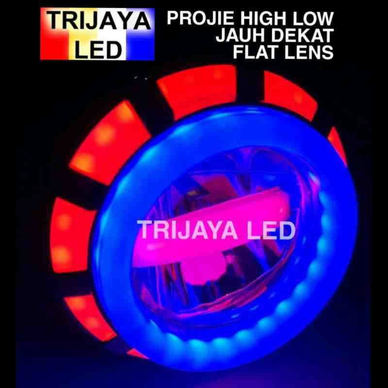 oem lampu led projie high low flat lens running standby angle demon eye ae de depan motor hi lo