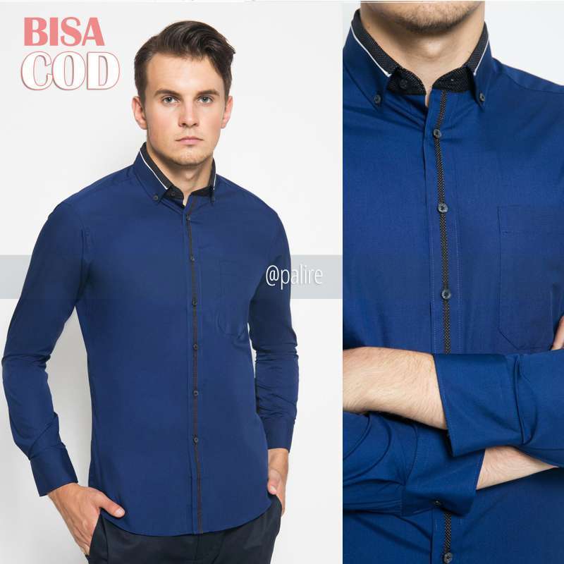 Jual Kemeja Alisan Spesial Pls12 Navy Original Slimfit Online Januari 2021 Blibli