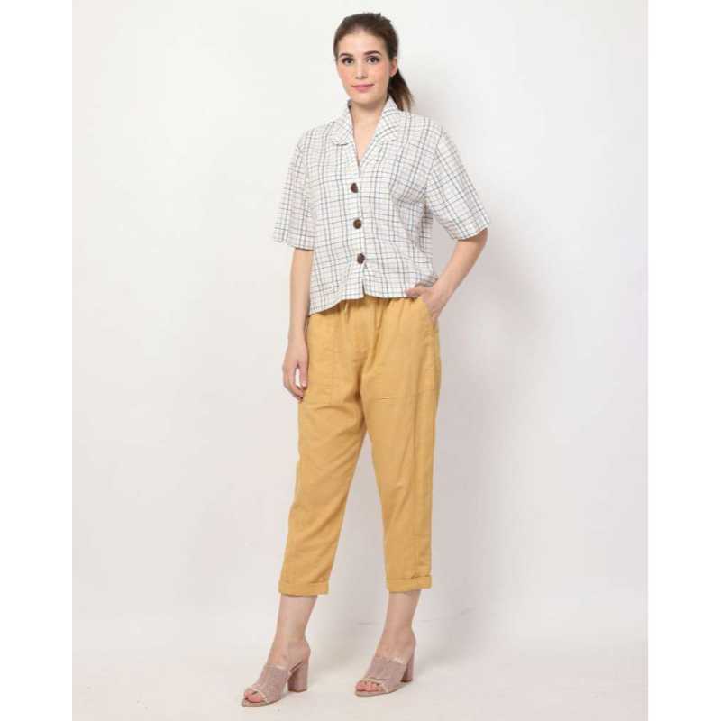 Lala Pants Yellow - Celana Linen Wanita