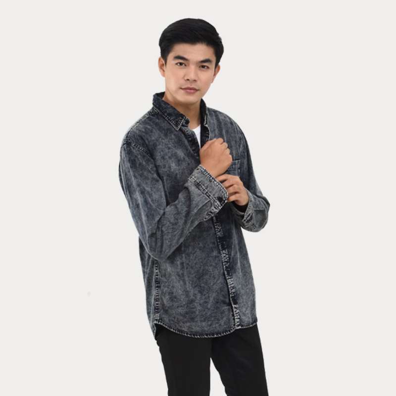 Jual Emoline Long Denim Shirt Black 